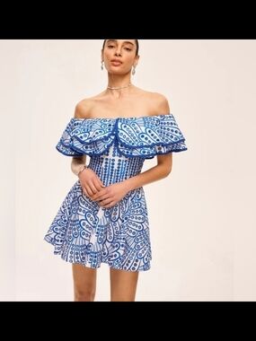 NWT Commence Semi-Sheer Off-Shoulder Ruffled Dress